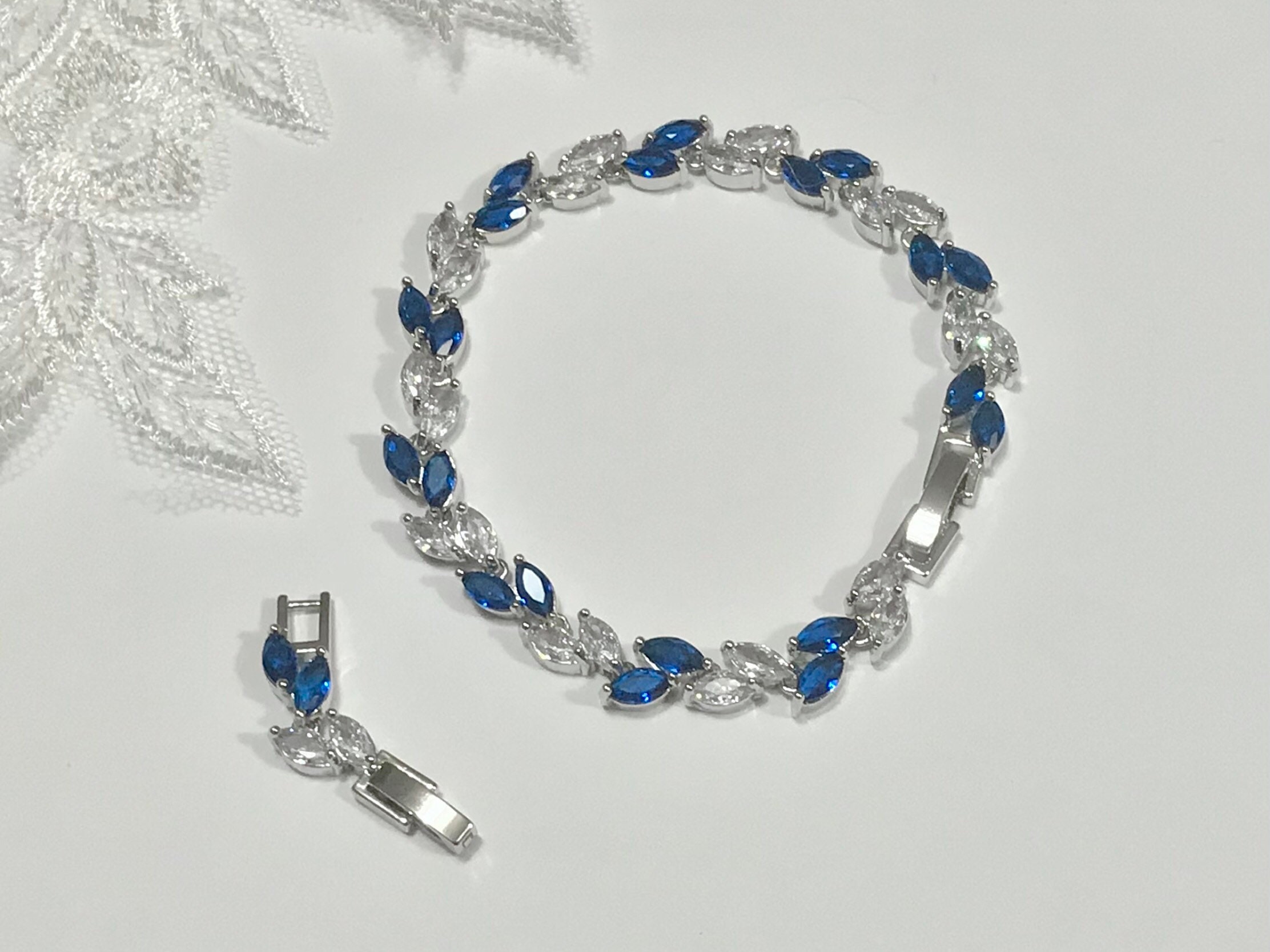 Sapphire Bracelet Something Blue Cubic Zirconia Jewellery Etsy UK