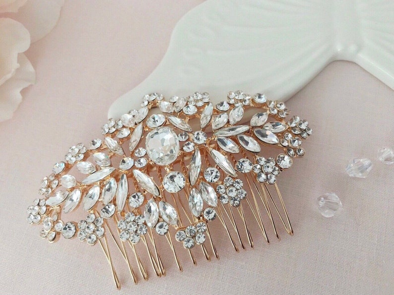 Rose gold hair comb Crystal bridal comb Gold headpiece Rose gold headpiece Bridal hair accessories Burgundy pearl comb Wedding accessories