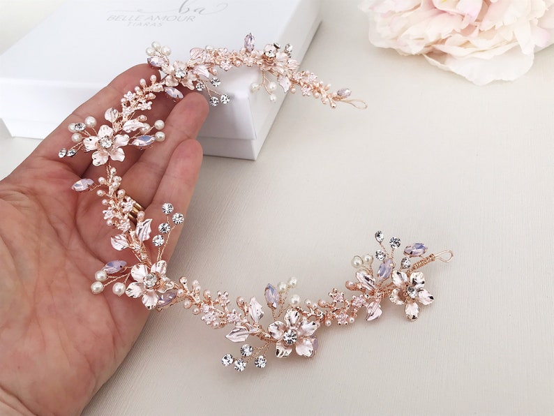 Rose Gold Vine Blush Pink Hair Piece Floral Hair Vine Etsy