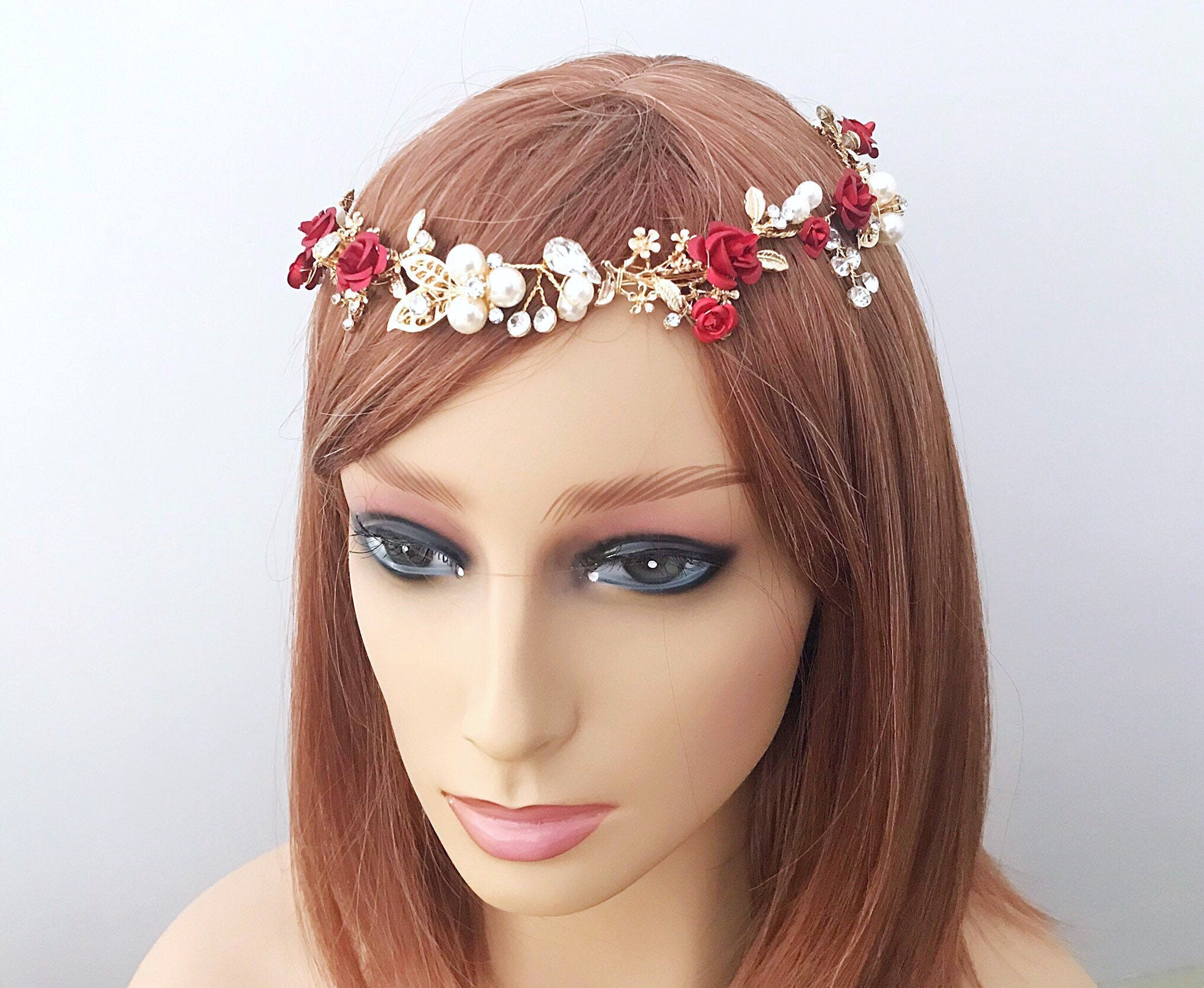 Red hair vine Wedding hair vine Flower hair vine Red hair Etsy