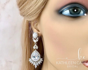 Art Deco earrings, Silver crystal earrings, Wedding  jewelry, Drop earrings, Chandelier earrings, Bridesmaid earrings, Dangle earrings