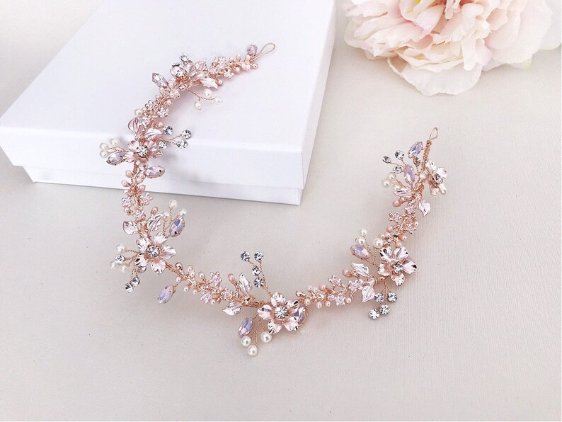 Rose Gold Vine Blush Pink Hair Piece Floral Hair Vine Etsy