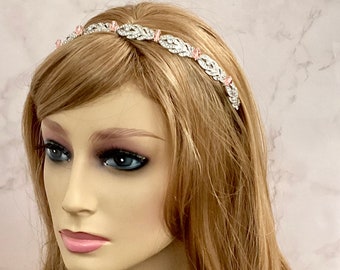 Bridal hair piece, Rose gold headband with AAA grade blush crystals, Bridesmaid headband, Narrow headband, Affordable hair accessories !