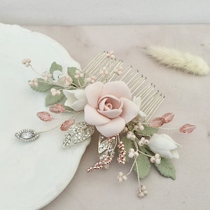 Bridal hair comb Blush pink headpiece for wedding , Wedding hair accessories, Flower hair piece, Bridesmaid hair comb, Mother of the bride