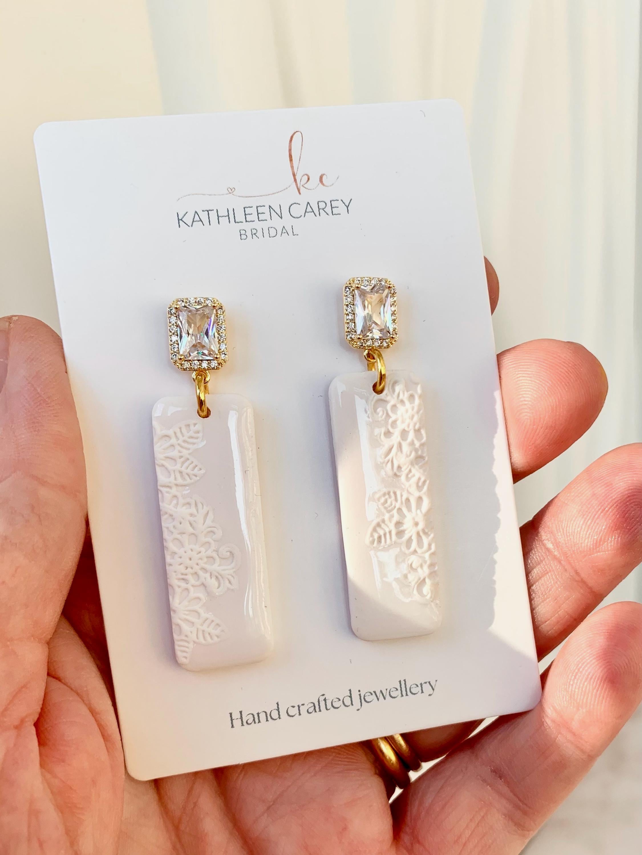 Ivory Lace Statement Earrings