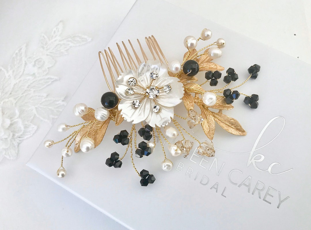 Black and gold hair accessories best sale
