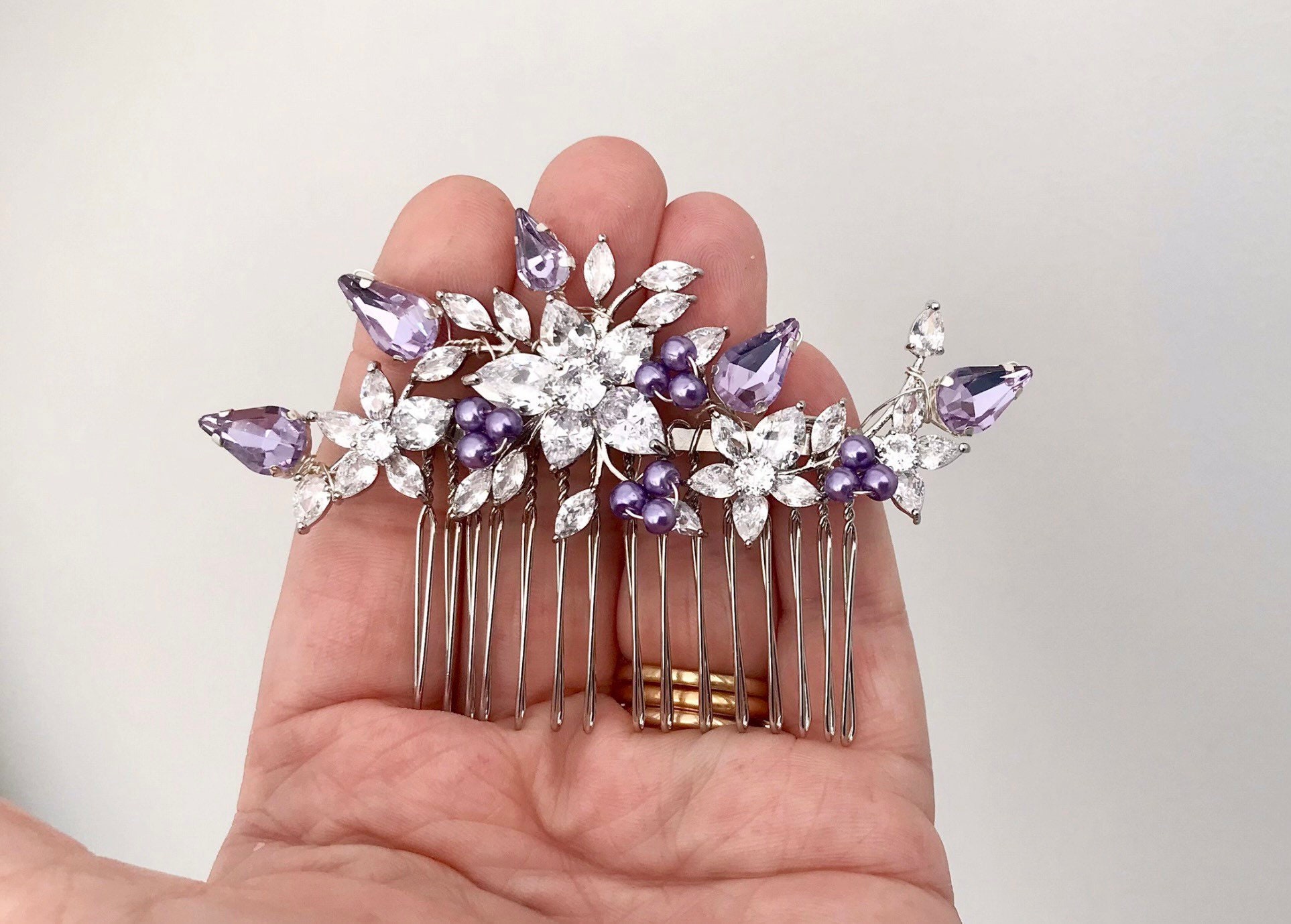 Wedding Hair Comb Lilac Silver Hair Accessories for Weddings - Etsy Wedding Hair Comb Lilac Silver Hair Accessories for Weddings - Etsy