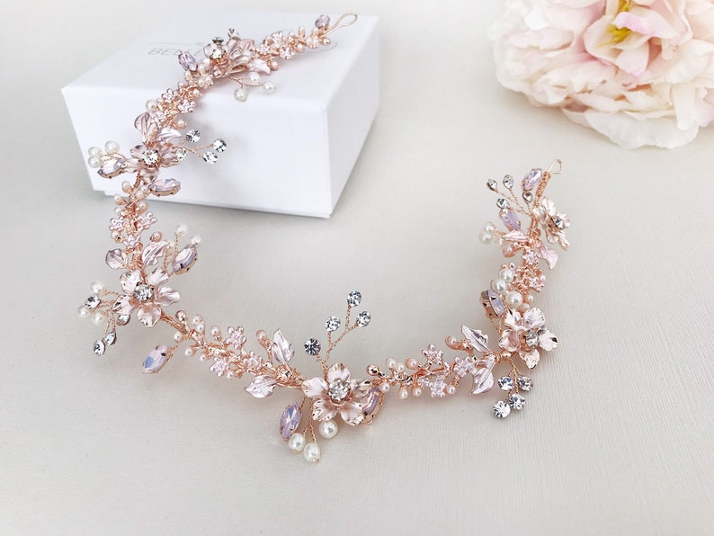 Rose Gold Vine Blush Pink Hair Piece Floral Hair Vine Etsy