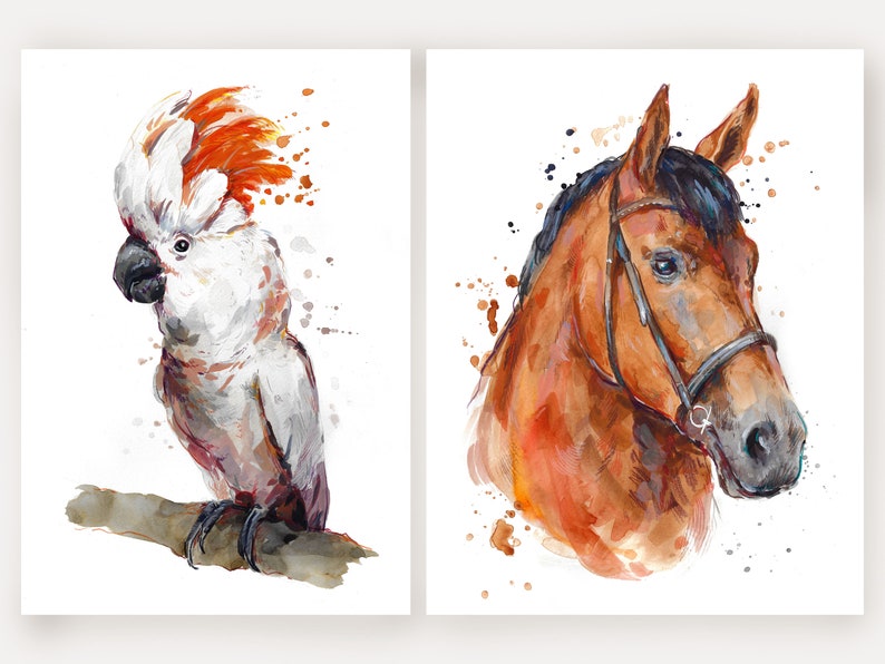 Bespoke Hand-Painted Pet Portrait Watercolour & Mixed Media Painting from your Photos image 7