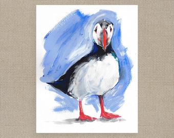 Puffin Original Acrylic Painting on Paper