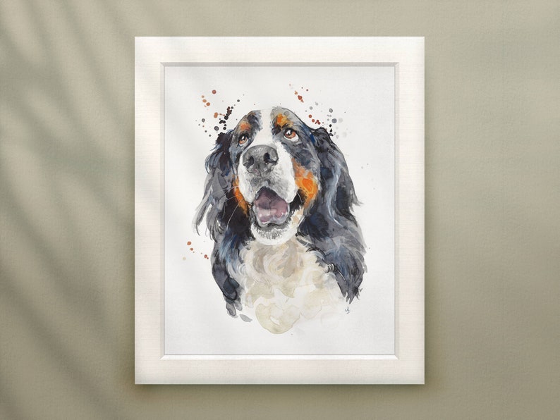 Bespoke Hand-Painted Pet Portrait Watercolour & Mixed Media Painting from your Photos image 1