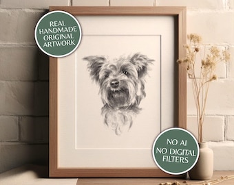 Bespoke Pet Portrait - Hand-Drawn Original Charcoal & Graphite Pencil Drawing from your Photos