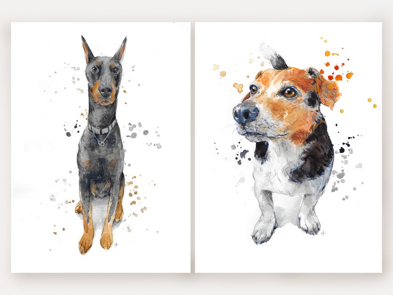 Bespoke Hand-Painted Pet Portrait Watercolour & Mixed Media Painting from your Photos image 9