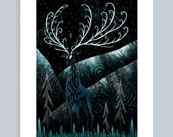 Twilight Stag - Giclée print