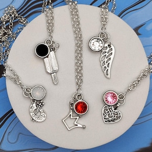 Kingdom Hearts Character Jewel & Charm Necklace  -  5 Main Characters - Kairi, Sora, Riku, Namine, and Roxas