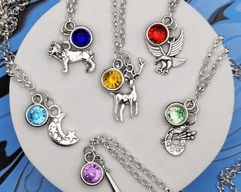 FE: Three Houses Character Inspired Mini Jewel and Charm Necklaces - All Blue Lions, Black Eagles, Golden Deer, Ashen Wolves