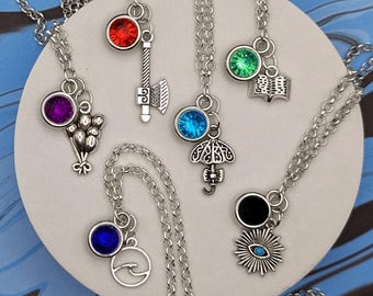The Adventure Zone Character Inspired Mini Jewel & Charm Necklaces - Balance, Amnesty, Graduation, Ethersea, Steeplechase, Versus Dracula