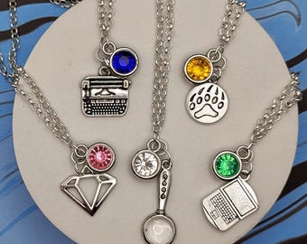Dimension 20 Side Campaign Inspired Mini Jewel and Charm Character Necklaces - Fae & Flowers, Burrow's End, Tiny Heist, Mentopolis, ++