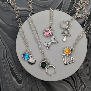 Dimension 20 The Seven Maidens Inspired Mini Jewel and Charm Character Necklaces - Danielle, Antiope, Zelda, Katja, Sam, Penny, Ostentatia