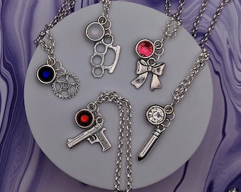 Final Fantasy VII Inspired Mini Jewel & Charm Necklaces - Cloud, Aerith, Tifa, Barret, Red XIII, Cait Sith, Yuffie, Cid, Vincent