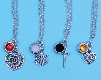 RWBY Inspired Mini Jewel & Charm Necklaces / Team RWBY + JNPR + Penny, Sun, Qrow - Ruby, Weiss, Blake, Yang + Jaune, Nora, Pyrrha, Ren