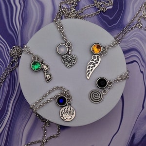 Final Fantasy X Inspired Mini Jewel & Charm Necklaces - All Main Characters - Yuna, Tidus, Lulu, Wakka, Auron, Rikku, Kimahri