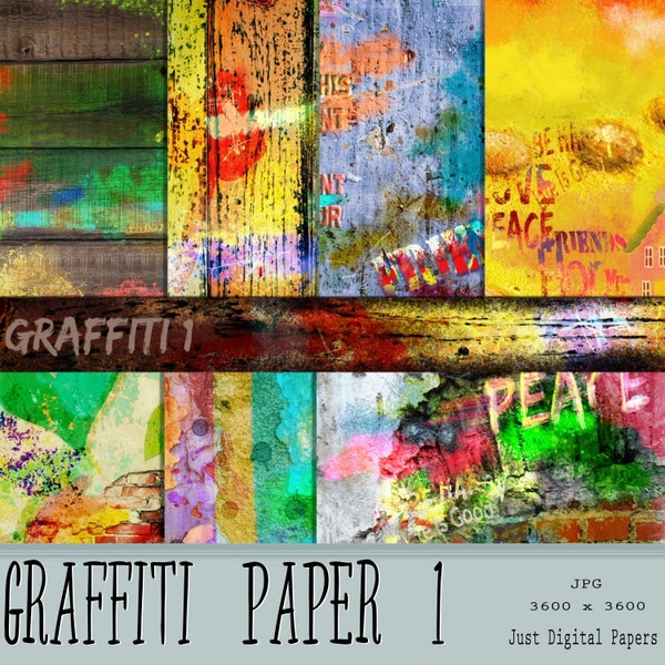 Graffiti paper, Grunge Papers, Brick wall Papers, Hand Painted Papers, City Papers, Teenage Papers, Instant Download, Photo Background