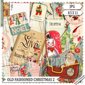 Christmas Journal, Old Christmas, Scrapbook, Digital, Printable,  Journal, Retro, Christmas Paper, Collage Sheet, Printable, Version 2