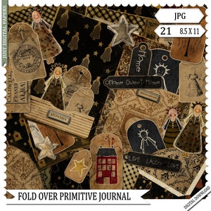 Primitieve dagboek, afdrukbaar, direct downloaden, grunge dagboek, vintage, Prim Journal, eigenzinnigheid, land,