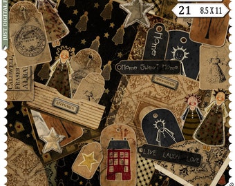 Primitive Americana Junk Journal Kit – Rustic Home Sweet Home Printables, Folk Art Printables for Junk Journals & Crafts
