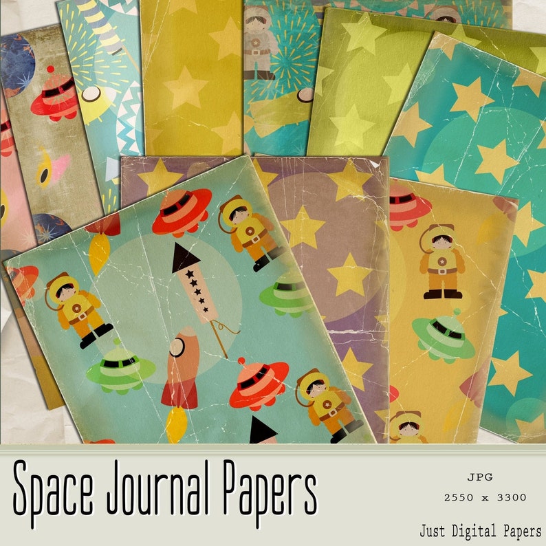 Journal Papers Space Journal Spaceman Scrapbook Papers Etsy