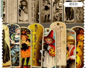 Halloween Printable Tags, Halloween Journal, Halloween Scrapbook,Tag Papers, Printable Papers, Yesteryear Papers, Digital Download, JPG, PDF