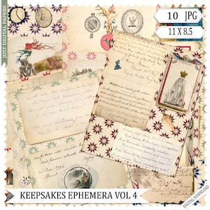 Ephemera Papers 4, ricordi, Ephemera, Download immediato, Volume 4, carte vintage, Journal Scrapbook, 8,5 x 11, Cimelio, Scritto a mano, CU