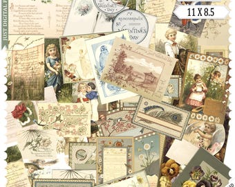 Valentines Ephemera, Printable Pack, Journal, Old cards, Advertisements, Love Birds, Flowers, Vol 2 Scrapbook (Digital Download)