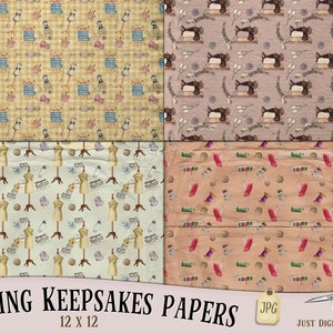 Sewing Papers, Craft papers, Sew papers, machine Paper, Digital Paper, Scrapbook Paper, Sewing room, needlework Papers, Journal image 4