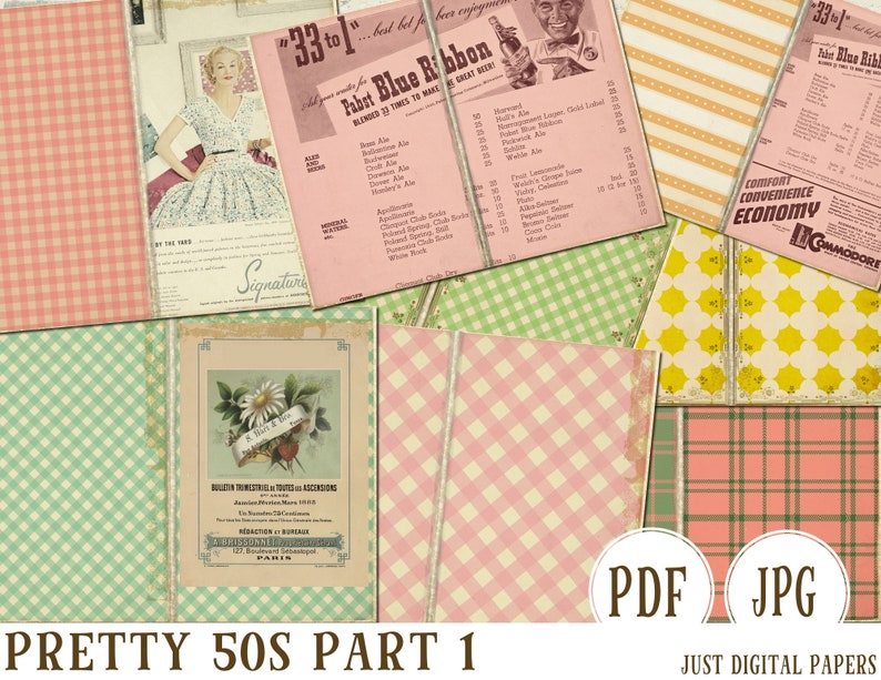 1950s Retro Papers: Scrapbook Ephemera (8.5 X 11) (PDF & JPG) - Etsy