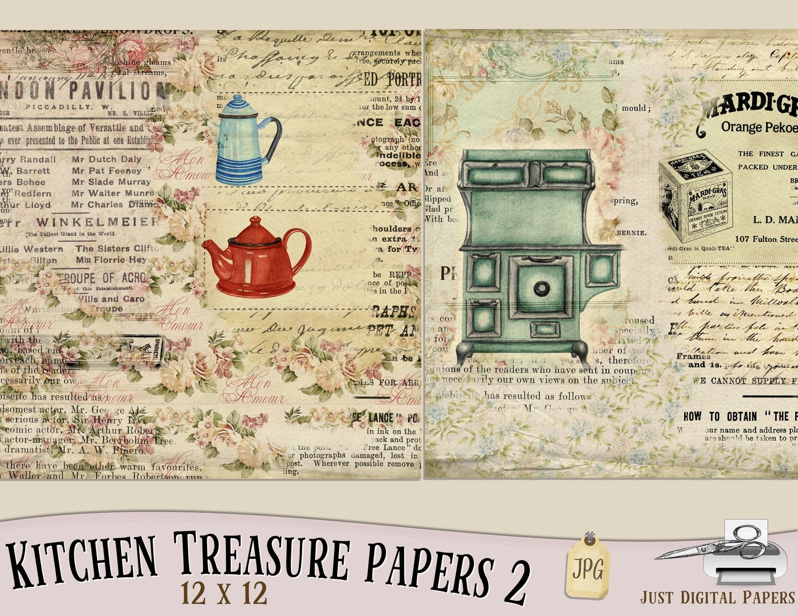 Kitchen Papers Journal Vintage Scrapbook Papers Vintage Etsy
