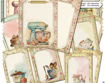 A4 Kitchen Recipe Journal Papers: Printable Cooking Set (Digital Download)