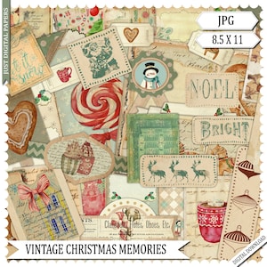 Vintage Christmas Journal Kit: Printable Scrapbook Papers (Digital Download)
