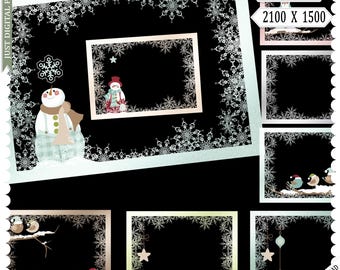 Christmas Frames, Christmas overlay, PNG frames,  Digital Frames, snowman Frames,  Frames, Glitter Frame ,  Instant Download,