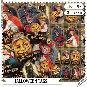 Halloween  Tags, Halloween Tags, Vintage Tags, Retro Tags, Party Decorations Digital Download, Printable, pdf, jpg