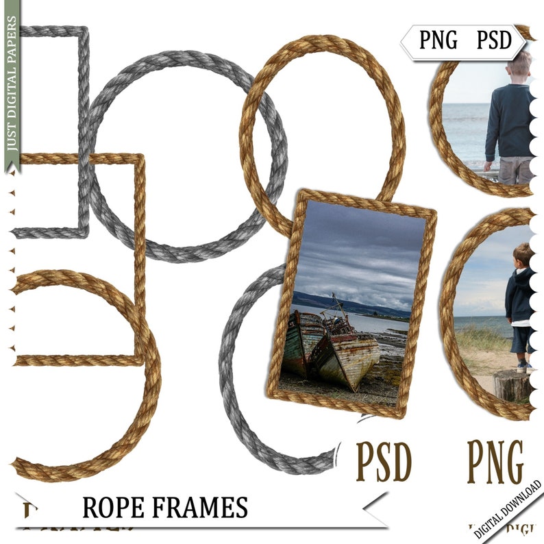 Rope Frame, Digital Frames, Nautical Frames, Scrapbook Frames, Frame ...