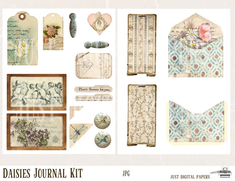 Daisy Journal Junk Journal Daisy Papers Ephemera Instant Etsy