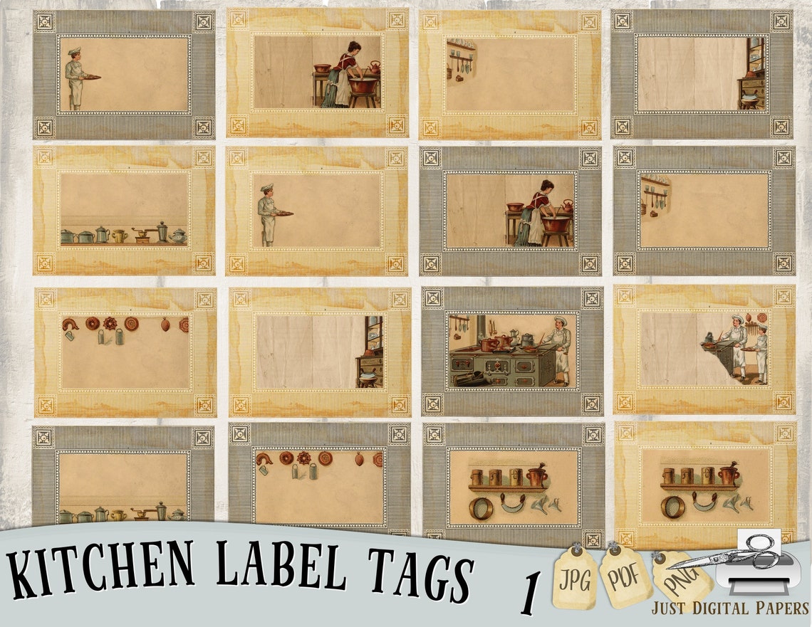 Kitchen tags scrapbook tags Journal Tags Old Labels Etsy