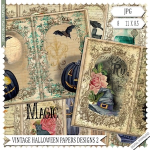 Halloween Journal, Halloween, Papers, Halloween Scrapbook, Papers, Vintage Papers, Printable Papers, Ephemera, Digital Download, 2