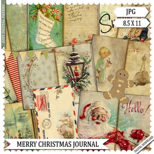 Printable,  Christmas Journal, Christmas, Scrapbook, Digital, Printable Journal, Journal, DIY Scrapbook, Christmas Paper, Collage Sheet