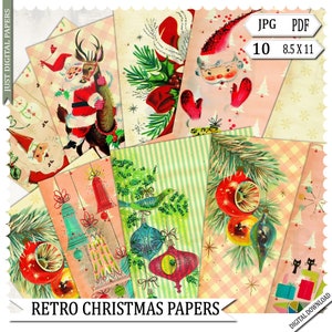 Retro Christmas Papers: Printable Scrapbook Journal (PDF, JPG)