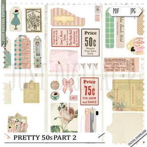 Papéis dos anos 50, Papéis retrô, Ephemera, Download instantâneo, Parte 2, lindos papéis dos anos 50, Scrapbook de diário, 8,5 x 11, anos 1950, pdf, jpg