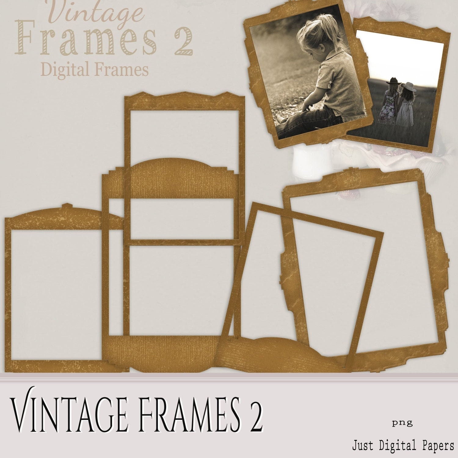 Vintage Frames 2 Digital Frames Cardboard Frames Scrapbook Etsy Australia
