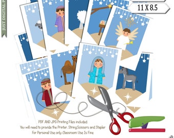 Printable Nativity Bunting – Christmas Classroom Decor, Religious Holiday Banner, DIY Manger Scene Garland, Digital Download PDF JPG